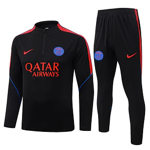 CONJUNTO DE TREINO PSG 26/27 - MEIO ZÍPER - Preto e Vermelho