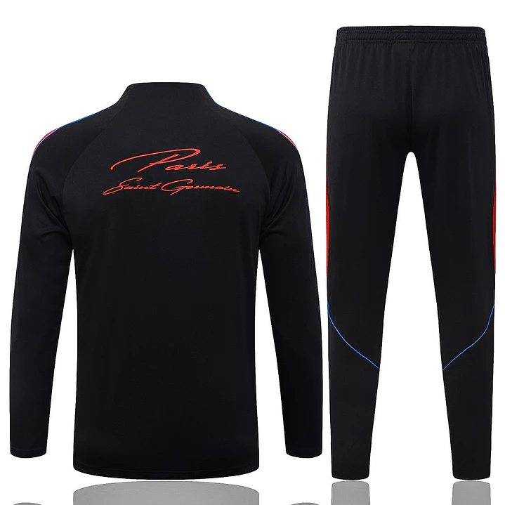 CONJUNTO DE TREINO PSG 26/27 - MEIO ZÍPER - Preto e Vermelho 2