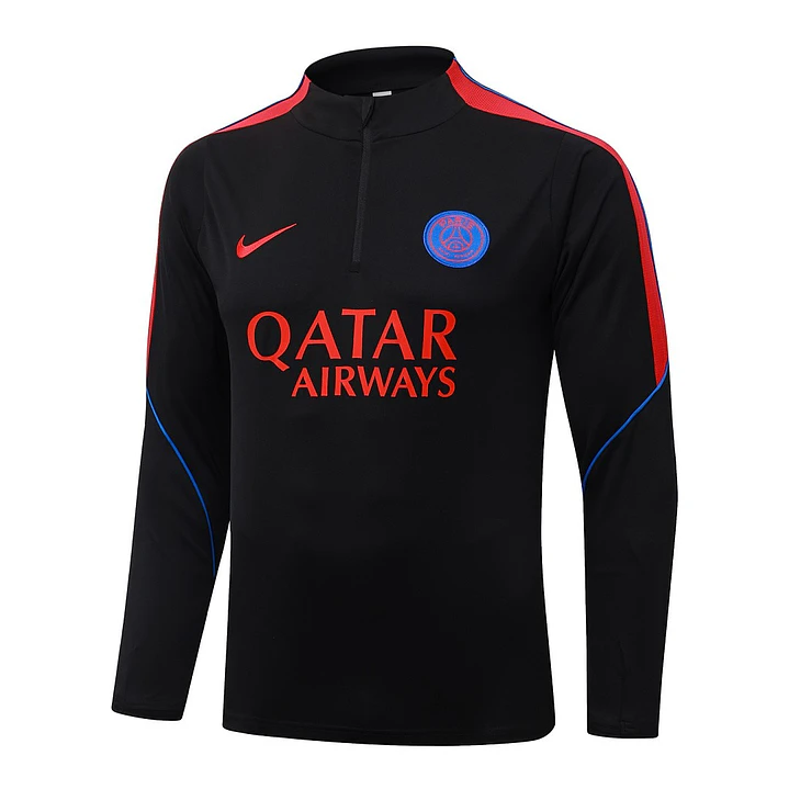 CONJUNTO DE TREINO PSG 26/27 - MEIO ZÍPER - Preto e Vermelho 3