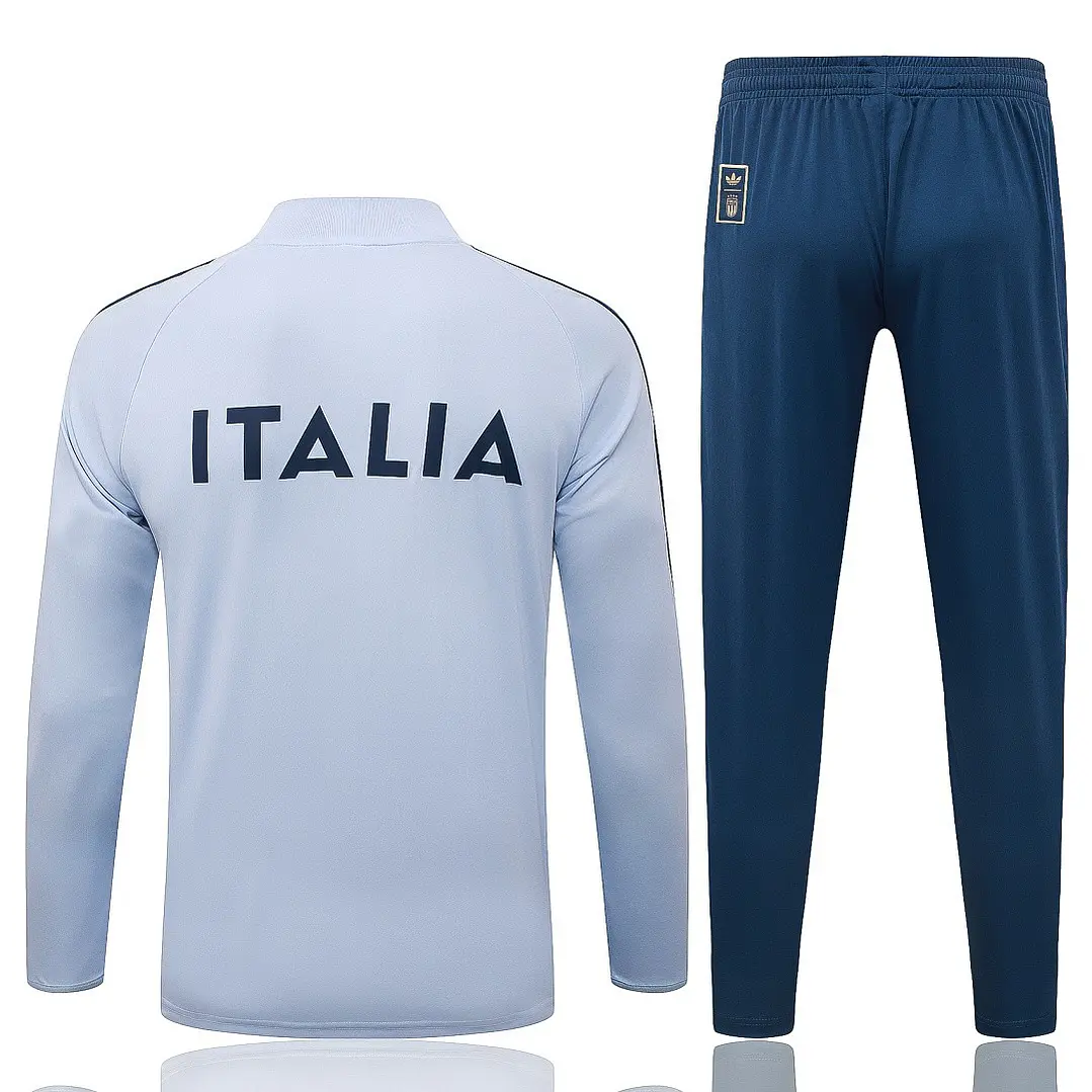 CONJUNTO DE TREINO ITÁLIA 26/27 - MEIO ZÍPER - Azul Claro Retrô 2