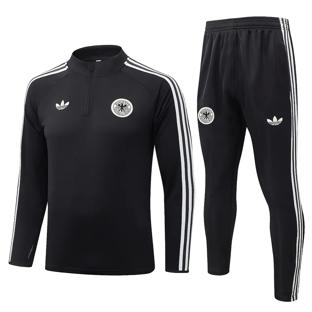 CONJUNTO DE TREINO ALEMANHA 26/27 - MEIO ZÍPER - Preto Retrô 1