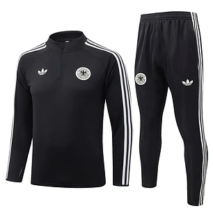 CONJUNTO DE TREINO ALEMANHA 26/27 - MEIO ZÍPER - Preto Retrô