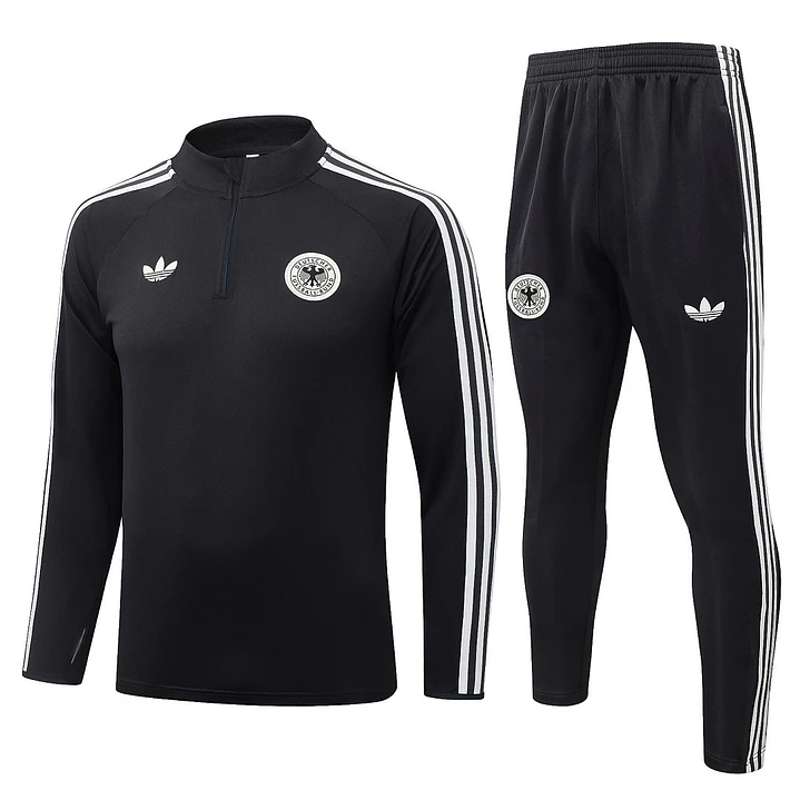 CONJUNTO DE TREINO ALEMANHA 26/27 - MEIO ZÍPER - Preto Retrô 1