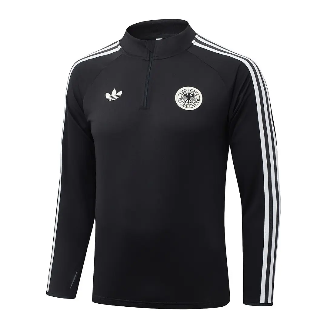 CONJUNTO DE TREINO ALEMANHA 26/27 - MEIO ZÍPER - Preto Retrô 3