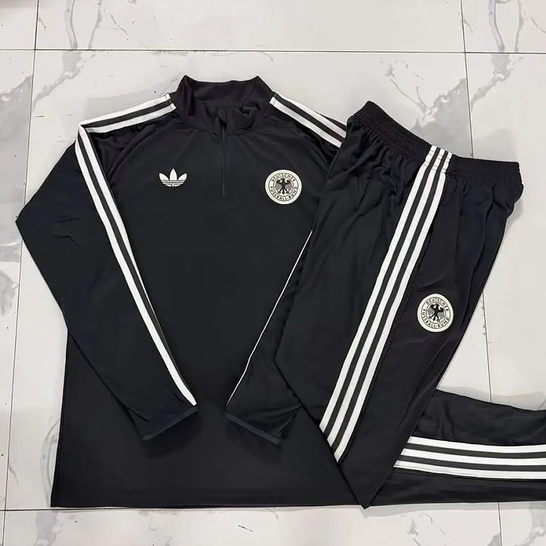CONJUNTO DE TREINO ALEMANHA 26/27 - MEIO ZÍPER - Preto Retrô 5