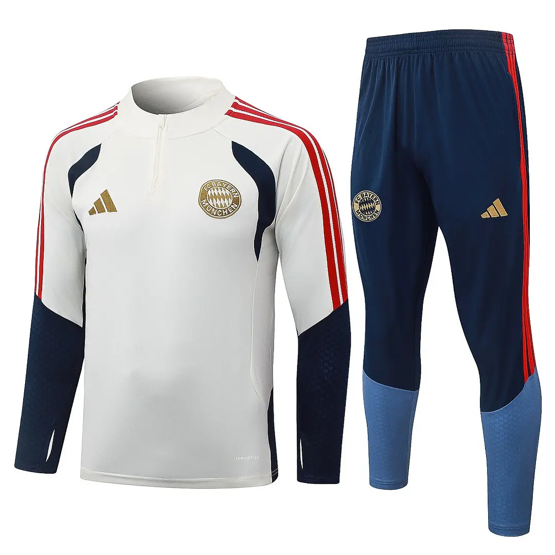CONJUNTO DE TREINO BAYERN DE MUNIQUE 26/27 - MEIO ZÍPER - Creme e Azul-Marinho 1
