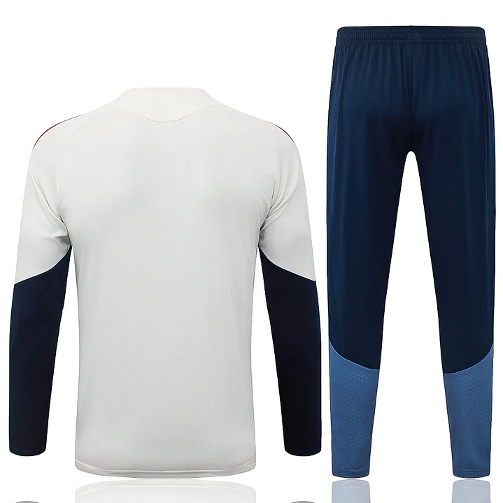 CONJUNTO DE TREINO BAYERN DE MUNIQUE 26/27 - MEIO ZÍPER - Creme e Azul-Marinho 2
