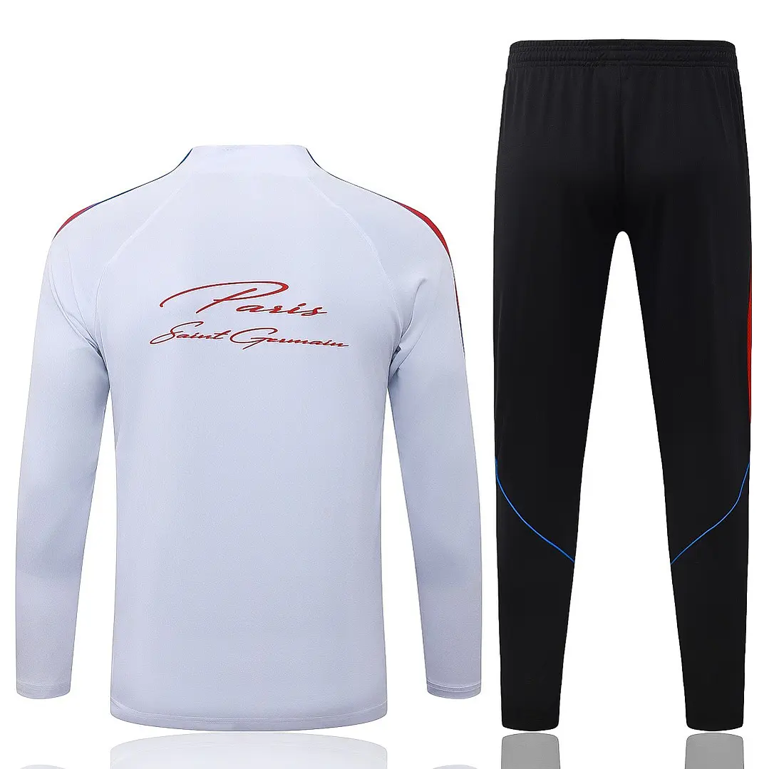 CONJUNTO DE TREINO PSG 26/27 - MEIO ZÍPER - Branco e Vermelho 2