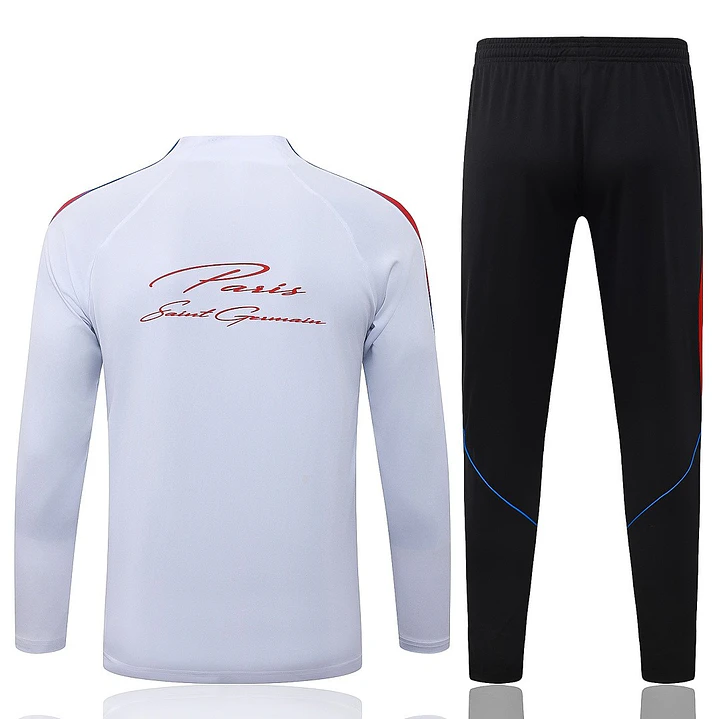 CONJUNTO DE TREINO PSG 26/27 - MEIO ZÍPER - Branco e Vermelho 2