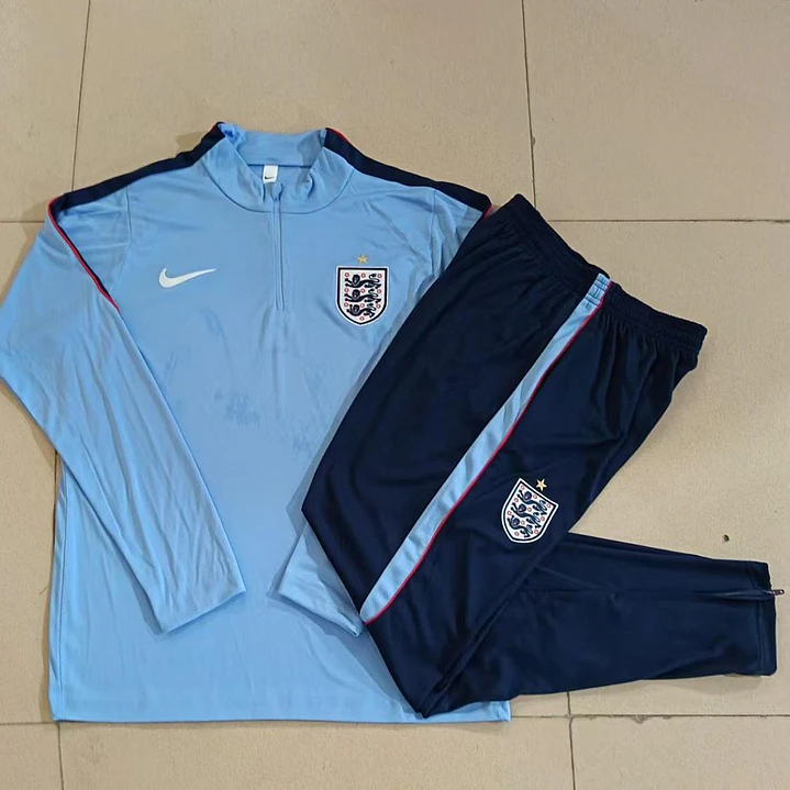 CONJUNTO DE TREINO INGLATERRA 26/27 - MEIO ZÍPER - Azul Claro 5