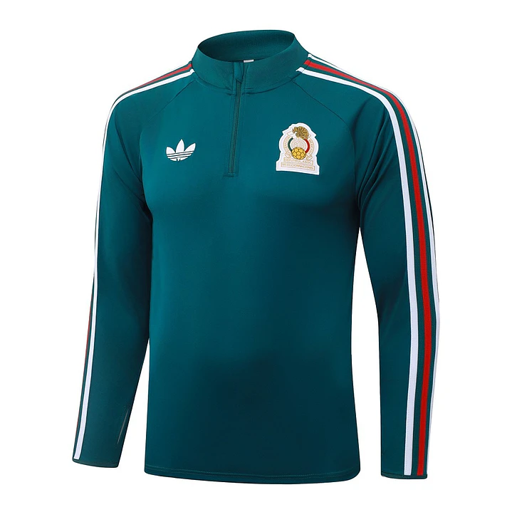CONJUNTO DE TREINO MÉXICO 26/27 - MEIO ZÍPER - Verde Escuro Retrô 3