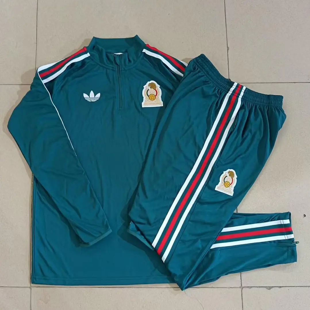 CONJUNTO DE TREINO MÉXICO 26/27 - MEIO ZÍPER - Verde Escuro Retrô 5