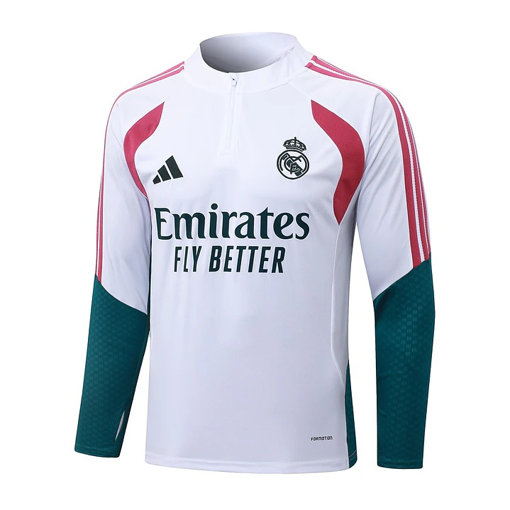 CONJUNTO DE TREINO REAL MADRID 26/27 - MEIO ZÍPER - Branco e Verde 3