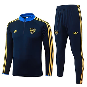 CONJUNTO DE TREINO BOCA JUNIORS 26/27 - MEIO ZÍPER - Azul-Marinho Retrô