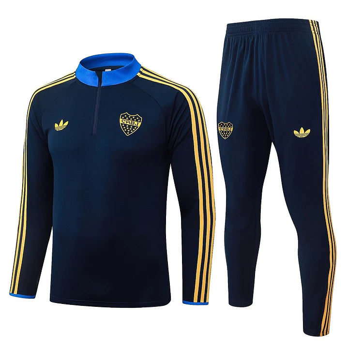 CONJUNTO DE TREINO BOCA JUNIORS 26/27 - MEIO ZÍPER - Azul-Marinho Retrô 1