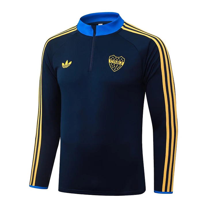 CONJUNTO DE TREINO BOCA JUNIORS 26/27 - MEIO ZÍPER - Azul-Marinho Retrô 3