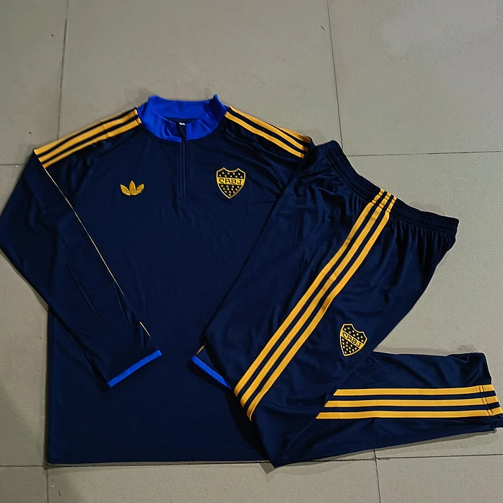 CONJUNTO DE TREINO BOCA JUNIORS 26/27 - MEIO ZÍPER - Azul-Marinho Retrô 5