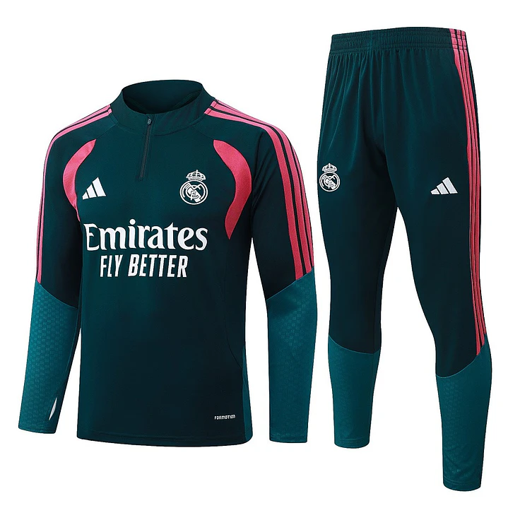 CONJUNTO DE TREINO REAL MADRID 26/27 - MEIO ZÍPER - Verde Escuro 1