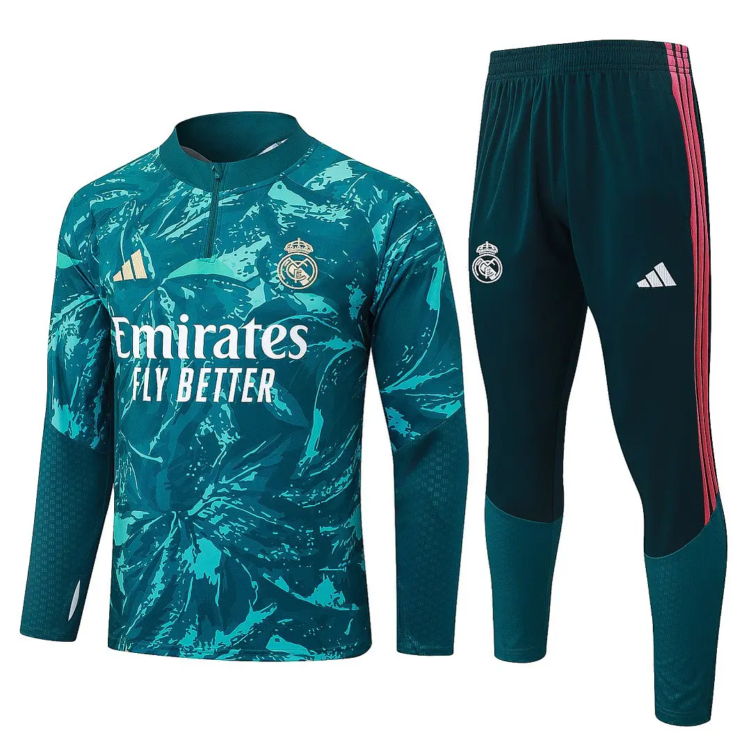 CONJUNTO DE TREINO REAL MADRID 26/27 - MEIO ZÍPER - Verde Estampado 1