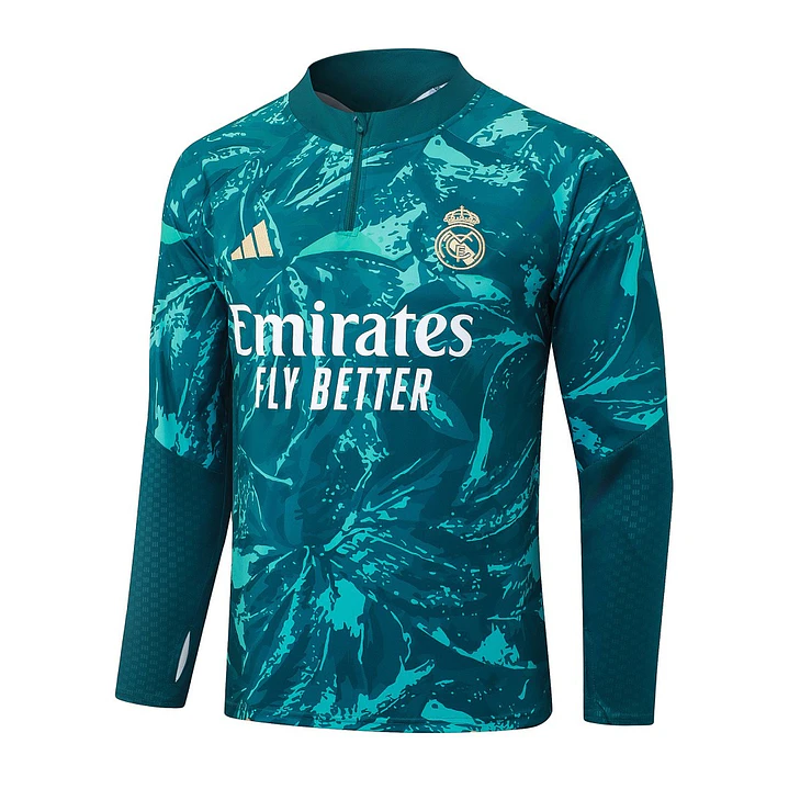 CONJUNTO DE TREINO REAL MADRID 26/27 - MEIO ZÍPER - Verde Estampado 3
