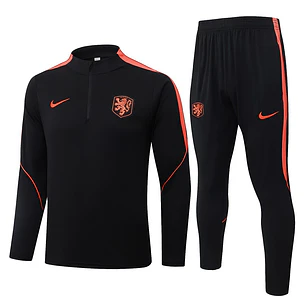 CONJUNTO DE TREINO HOLANDA 26/27 - MEIO ZÍPER - Preto e Laranja