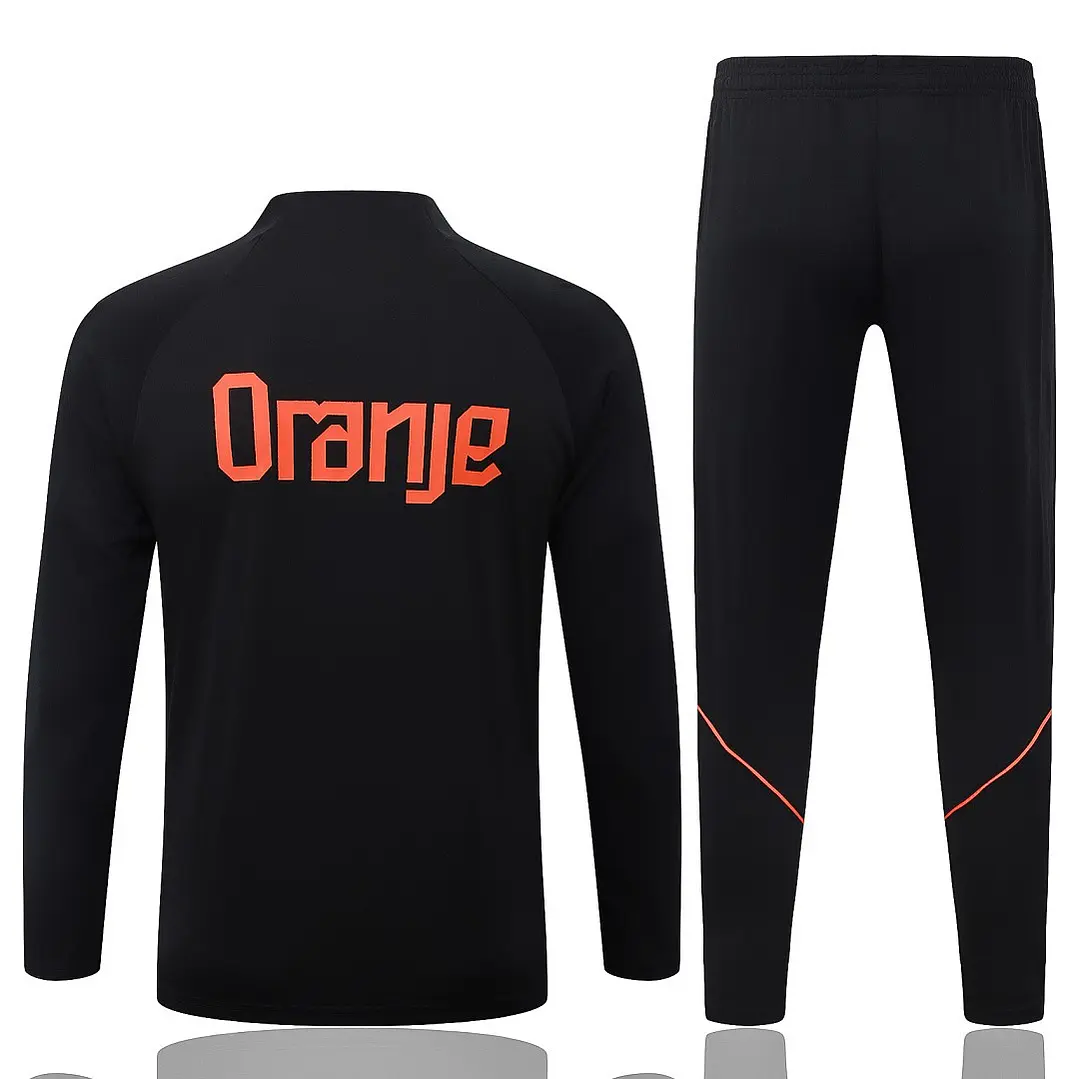CONJUNTO DE TREINO HOLANDA 26/27 - MEIO ZÍPER - Preto e Laranja 2
