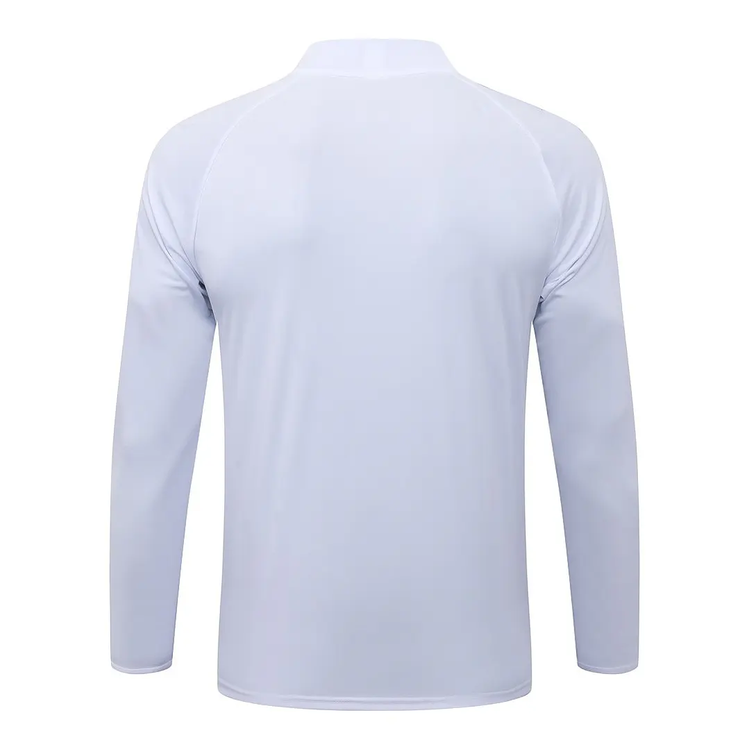 CONJUNTO DE TREINO REAL MADRID 26/27 - MEIO ZÍPER - Branco Retrô 4
