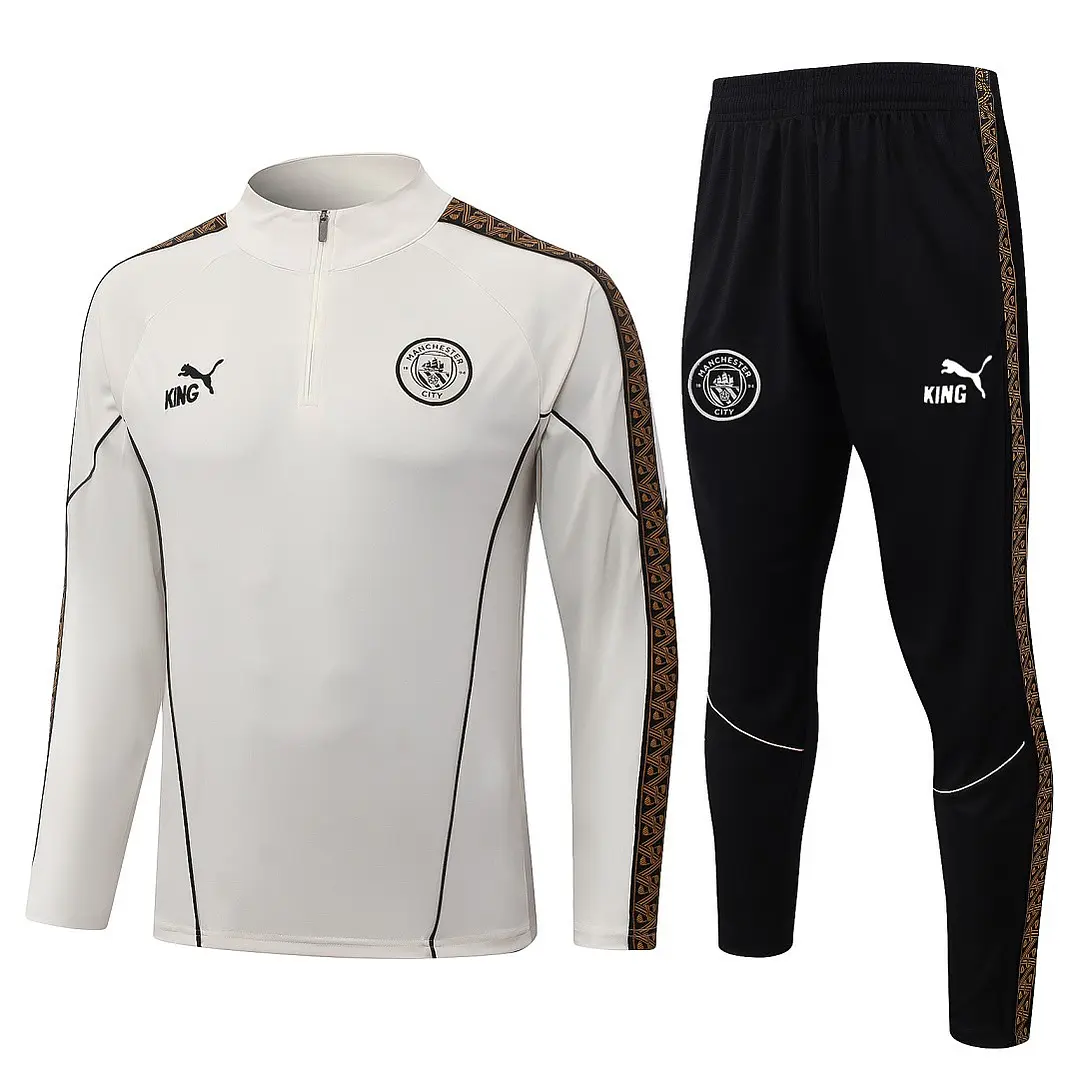 CONJUNTO DE TREINO MANCHESTER CITY 26/27 - MEIO ZÍPER - Bege 1