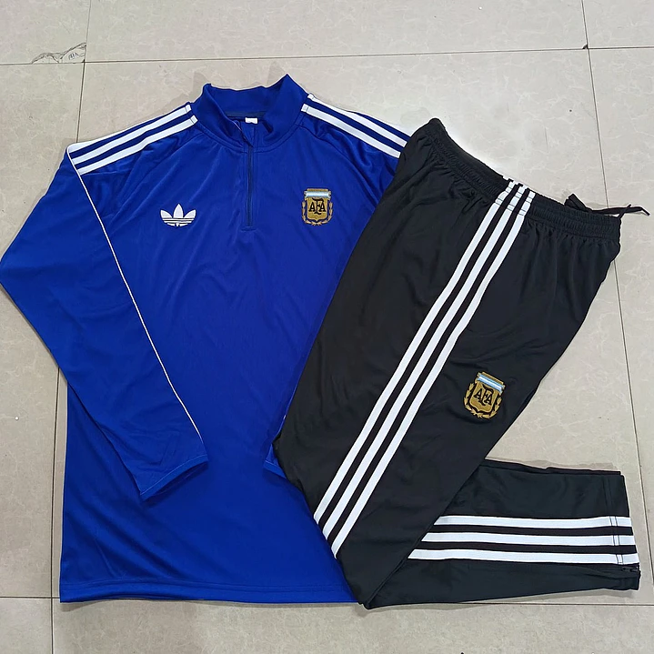 CONJUNTO DE TREINO ARGENTINA 26/27 - MEIO ZÍPER - Azul Royal Retrô 5