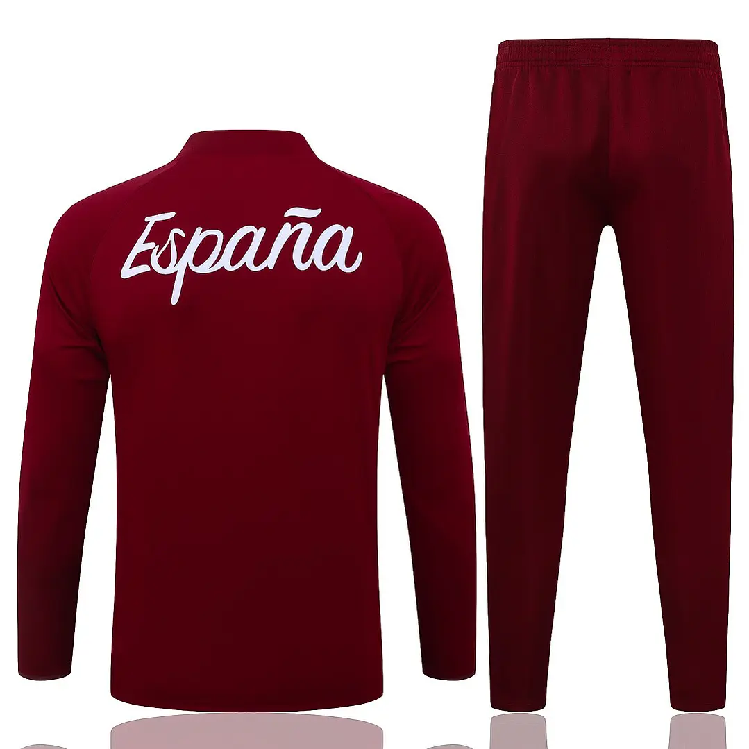 CONJUNTO DE TREINO ESPANHA 26/27 - MEIO ZÍPER - Grená Retrô 2