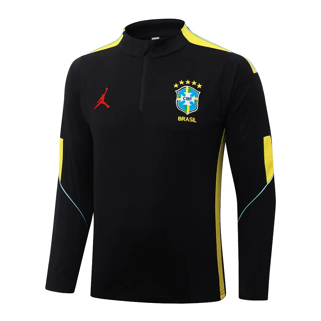 CONJUNTO DE TREINO SELEÇÃO BRASILEIRA 26/27 - MEIO ZÍPER - Preto e Amarelo 3