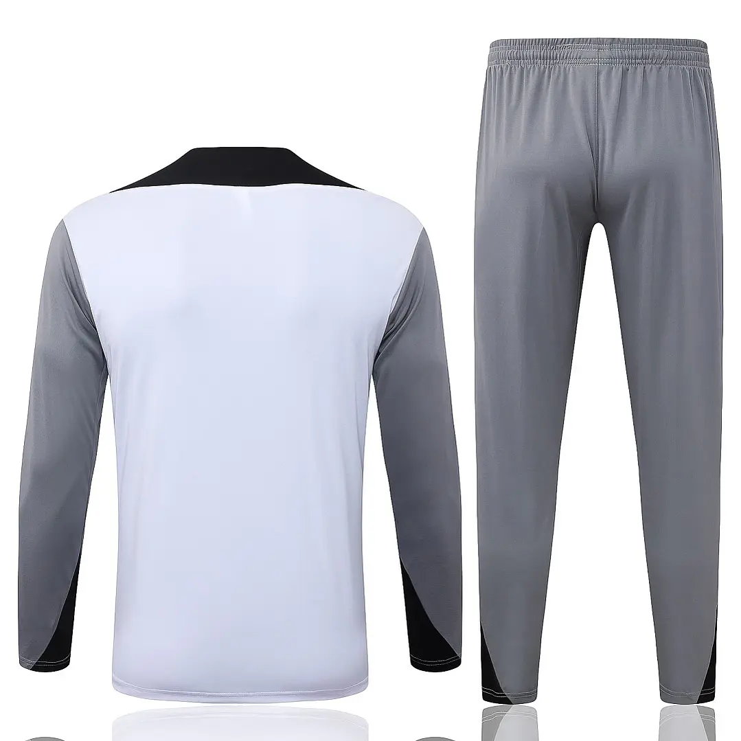 CONJUNTO DE TREINO PSG 26/27 - MEIO ZÍPER - Branco e Cinza 2