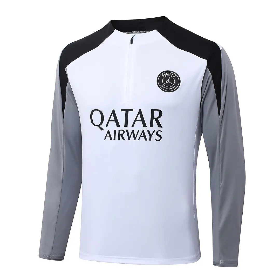 CONJUNTO DE TREINO PSG 26/27 - MEIO ZÍPER - Branco e Cinza 3