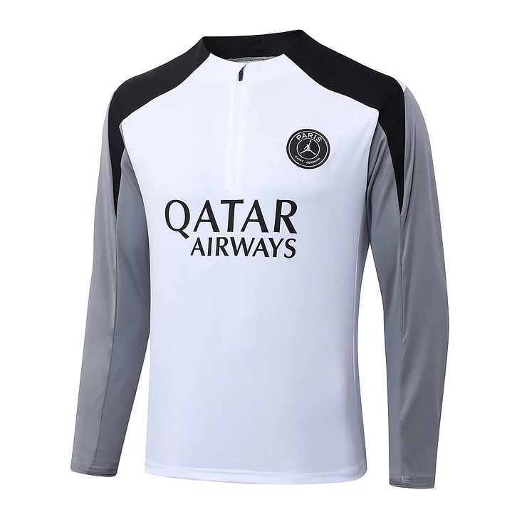 CONJUNTO DE TREINO PSG 26/27 - MEIO ZÍPER - Branco e Cinza 3