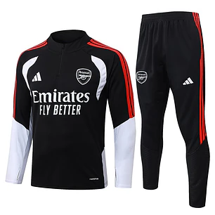 CONJUNTO DE TREINO ARSENAL 26/27 - MEIO ZÍPER - Preto e Branco