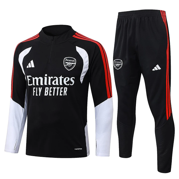 CONJUNTO DE TREINO ARSENAL 26/27 - MEIO ZÍPER - Preto e Branco 1