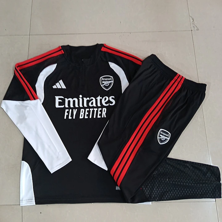 CONJUNTO DE TREINO ARSENAL 26/27 - MEIO ZÍPER - Preto e Branco 5