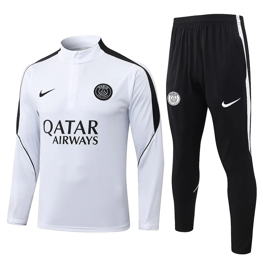 CONJUNTO DE TREINO PSG 26/27 - MEIO ZÍPER - Branco 1