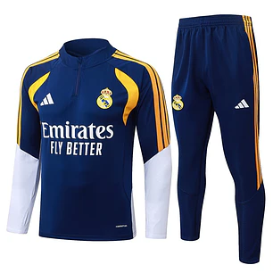 CONJUNTO DE TREINO REAL MADRID 26/27 - MEIO ZÍPER - Azul-Marinho e Branco