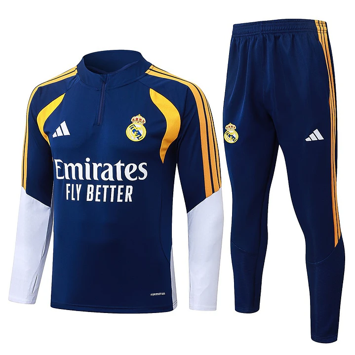 CONJUNTO DE TREINO REAL MADRID 26/27 - MEIO ZÍPER - Azul-Marinho e Branco 1