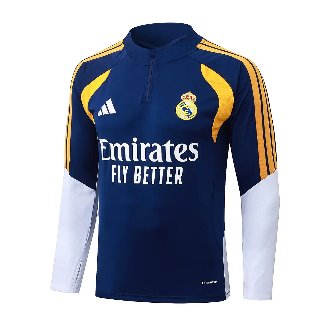 CONJUNTO DE TREINO REAL MADRID 26/27 - MEIO ZÍPER - Azul-Marinho e Branco 3