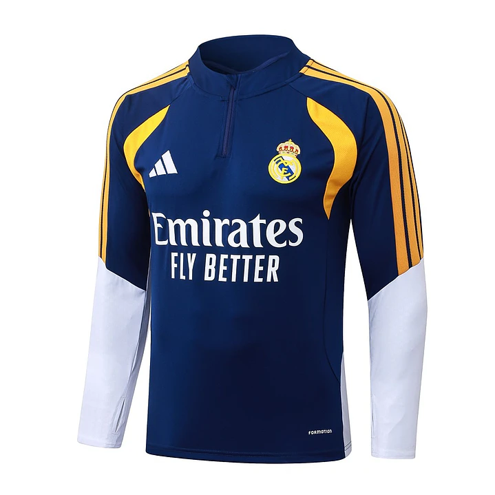 CONJUNTO DE TREINO REAL MADRID 26/27 - MEIO ZÍPER - Azul-Marinho e Branco 3