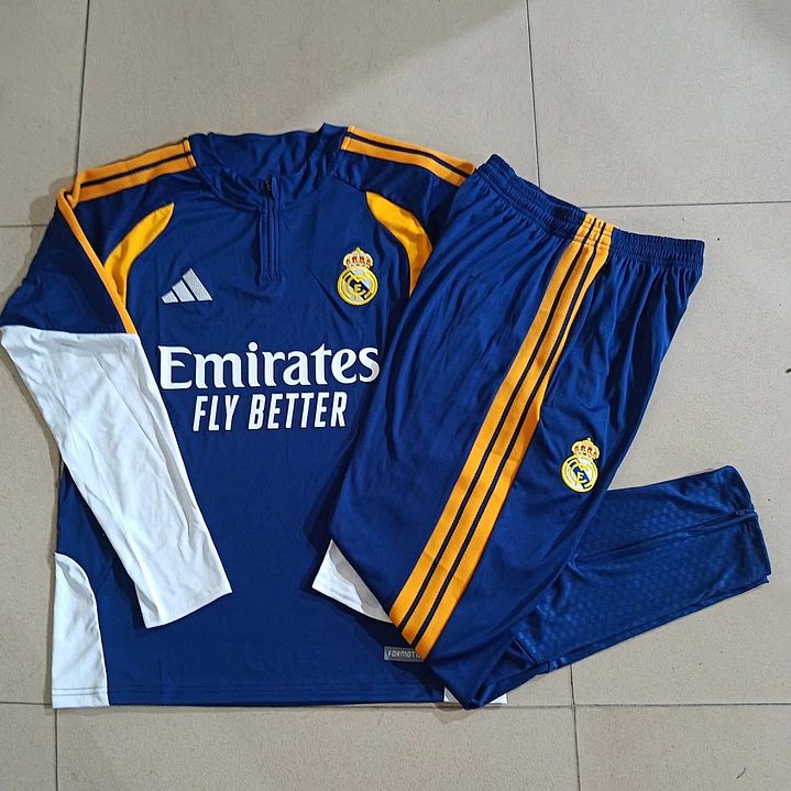CONJUNTO DE TREINO REAL MADRID 26/27 - MEIO ZÍPER - Azul-Marinho e Branco 5