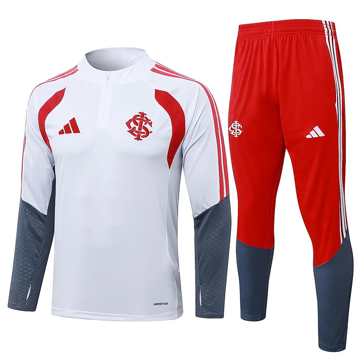 CONJUNTO DE TREINO INTERNACIONAL 26/27 - MEIO ZÍPER - Branco e Vermelho 1