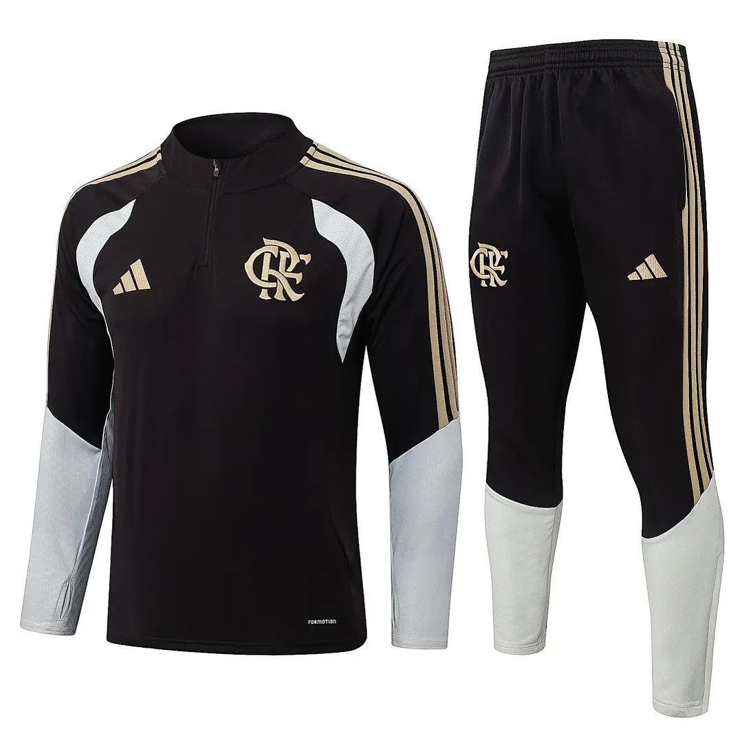 CONJUNTO DE TREINO FLAMENGO 26/27 - MEIO ZÍPER - Preto e Branco 1