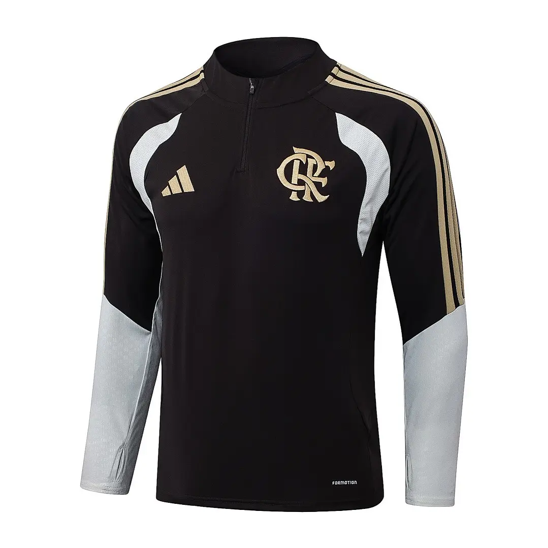 CONJUNTO DE TREINO FLAMENGO 26/27 - MEIO ZÍPER - Preto e Branco 3