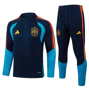 CONJUNTO DE TREINO ESPANHA 26/27 - MEIO ZÍPER - Azul-Marinho