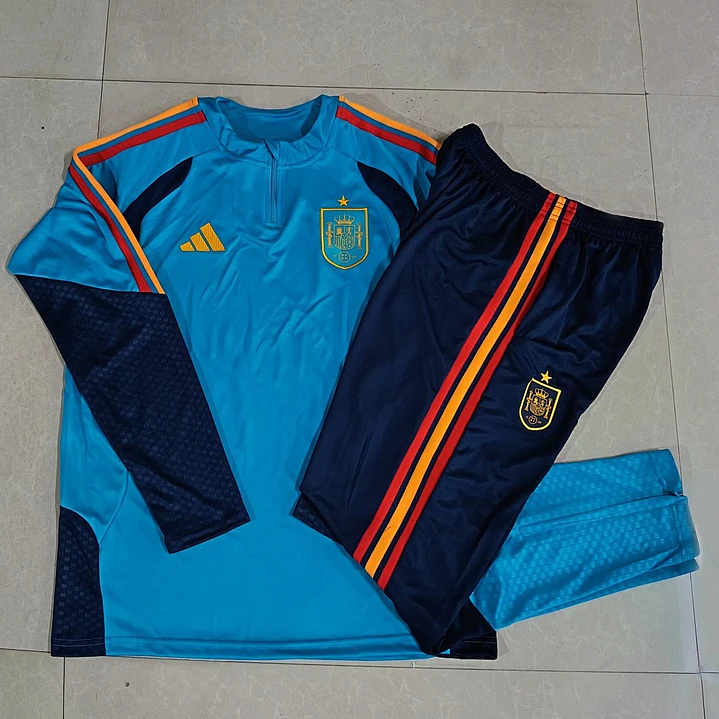 CONJUNTO DE TREINO ESPANHA 26/27 - MEIO ZÍPER - Azul Turquesa 5