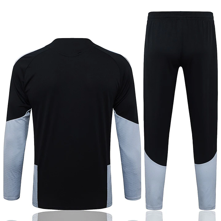 CONJUNTO DE TREINO REAL MADRID 26/27 - MEIO ZÍPER - Preto e Cinza 2