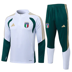 CONJUNTO DE TREINO ITÁLIA 26/27 - MEIO ZÍPER - Branco e Verde